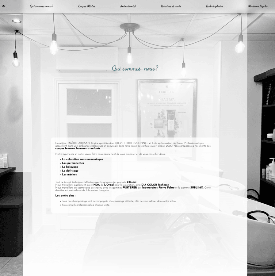 Site vitrine salon de coiffure